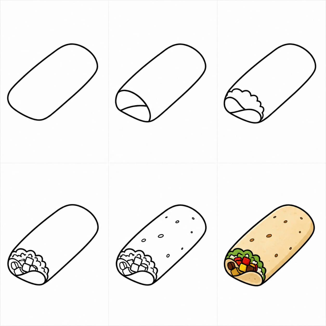 Mexican food Burrito Drawing Ideas