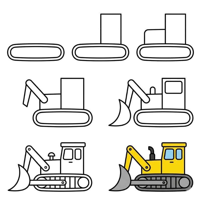 Minimalist Bulldozer Drawing Ideas