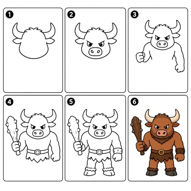 Minotaur with a Club Drawing Ideas