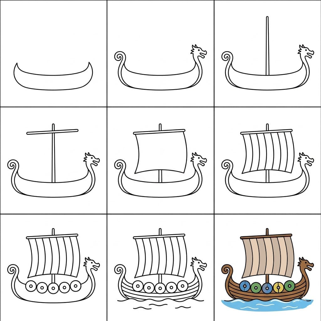 Old Viking ship Drawing Ideas