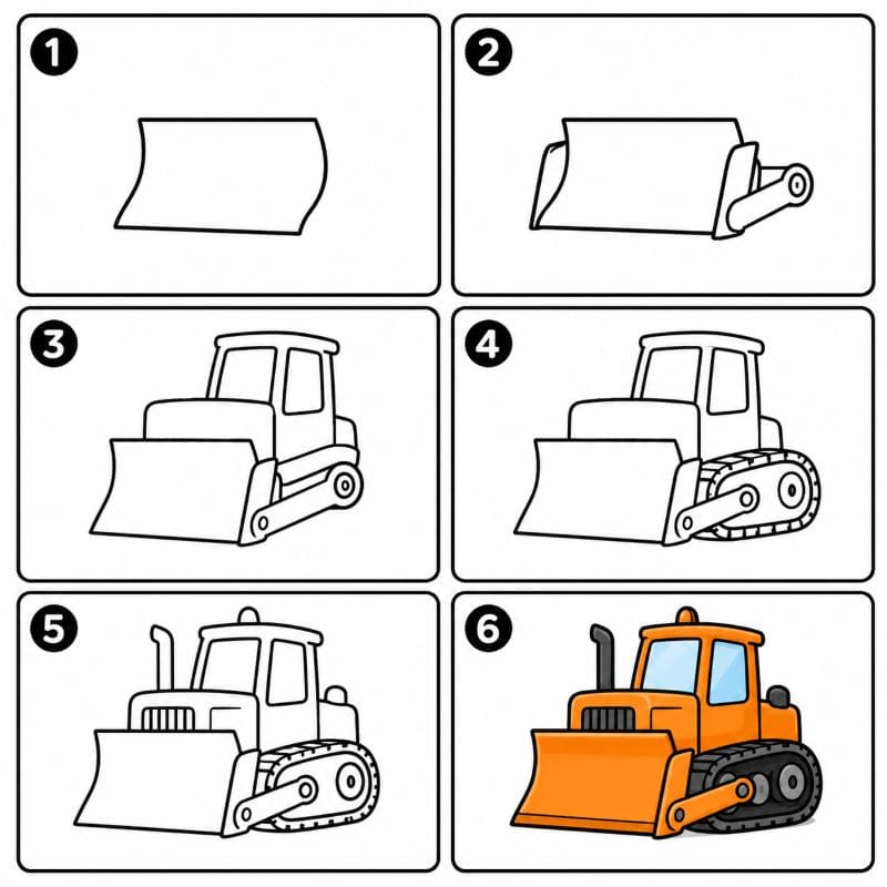Orange Bulldozer Drawing Ideas
