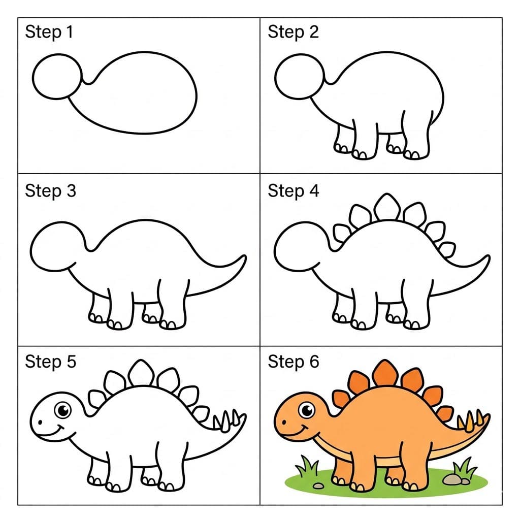 Orange Stegosaurus Drawing Ideas