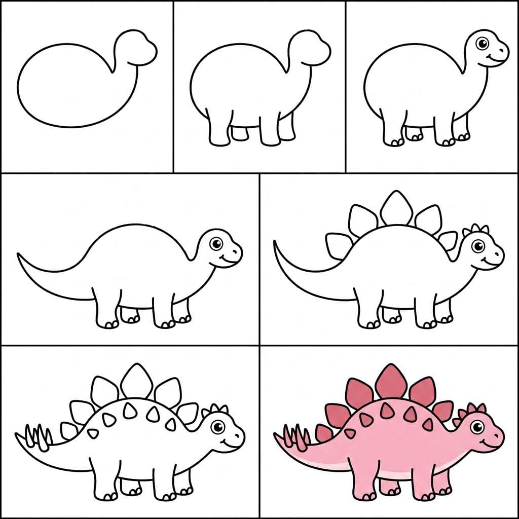 Pink Stegosaurus Drawing Ideas