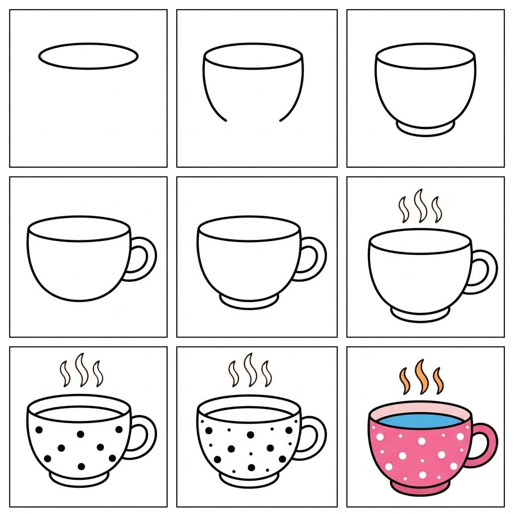 Polka dot teacup Drawing Ideas