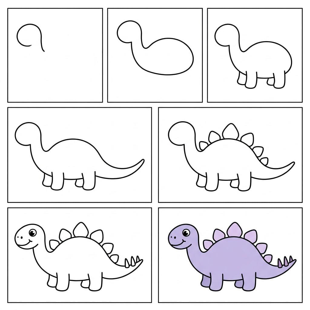 Purple Stegosaurus Drawing Ideas