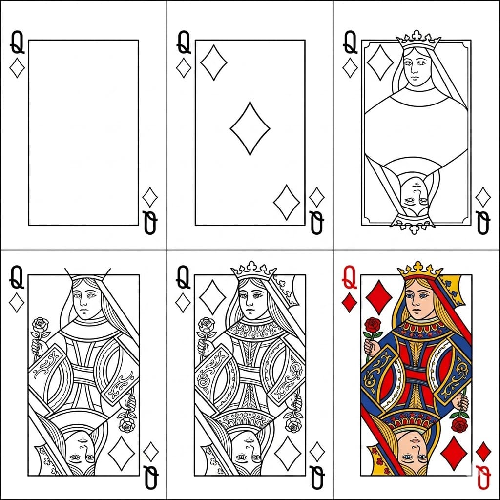 Queen of Diamonds Drawing Ideas