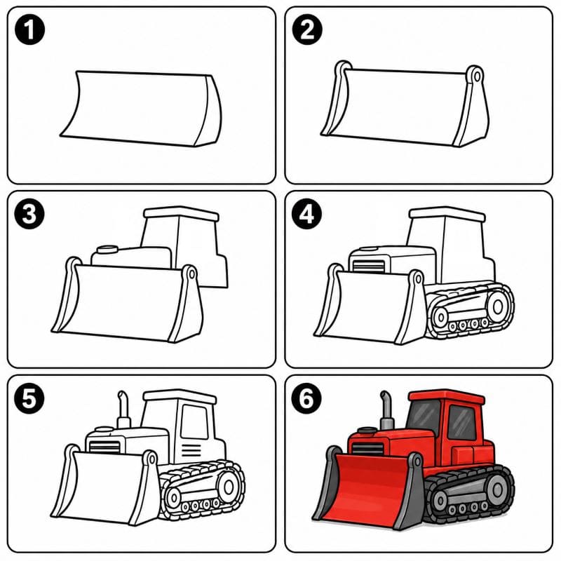 Red Bulldozer Drawing Ideas