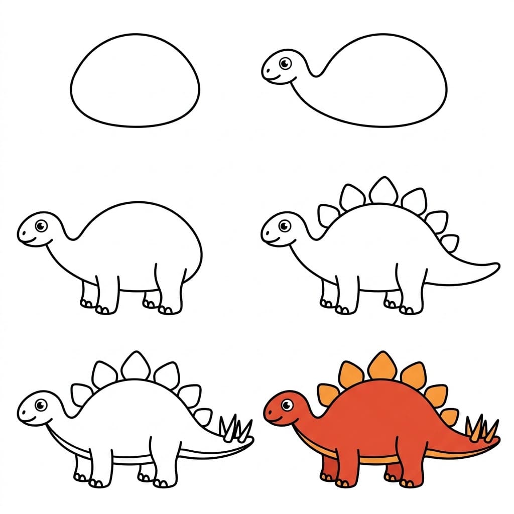 Red Stegosaurus Drawing Ideas