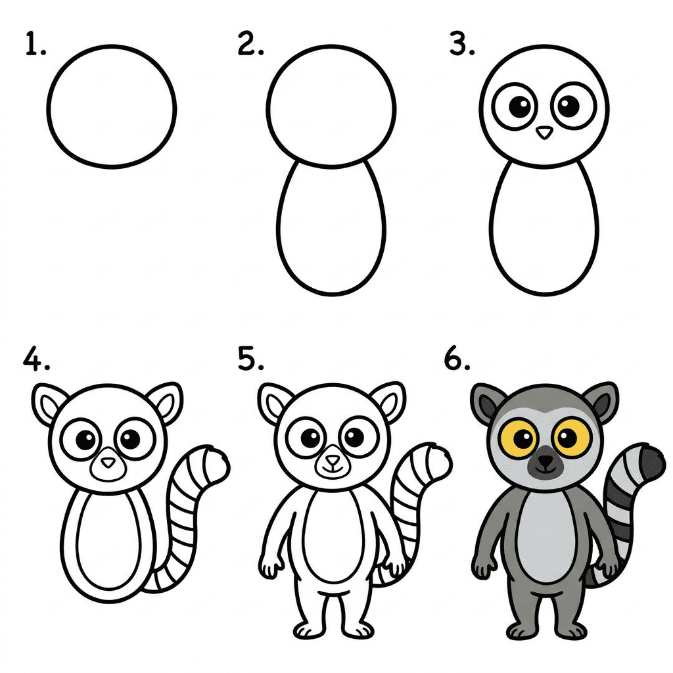 Ring-tailed lemur Drawing Ideas