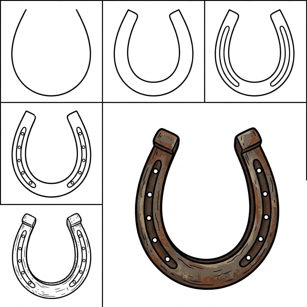 Rusty horseshoe Drawing Ideas