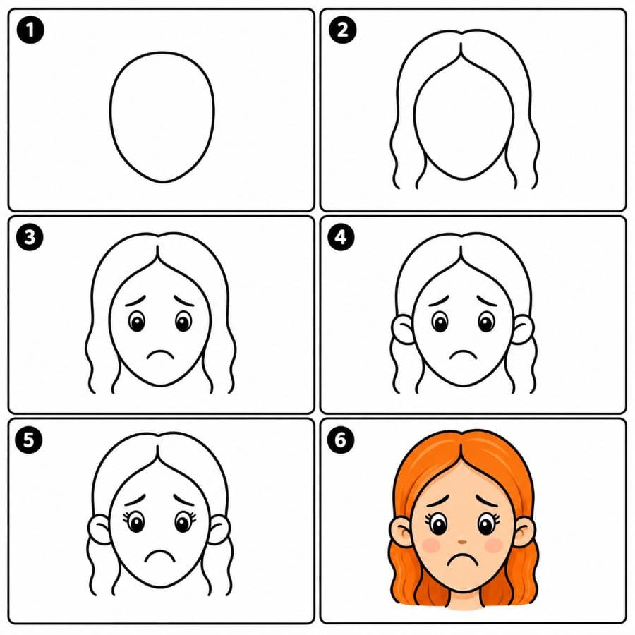 Sad woman face Drawing Ideas