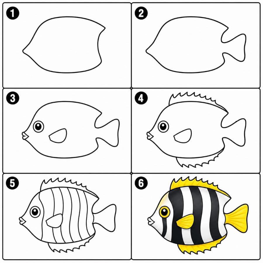 Sea Angelfish Drawing Ideas