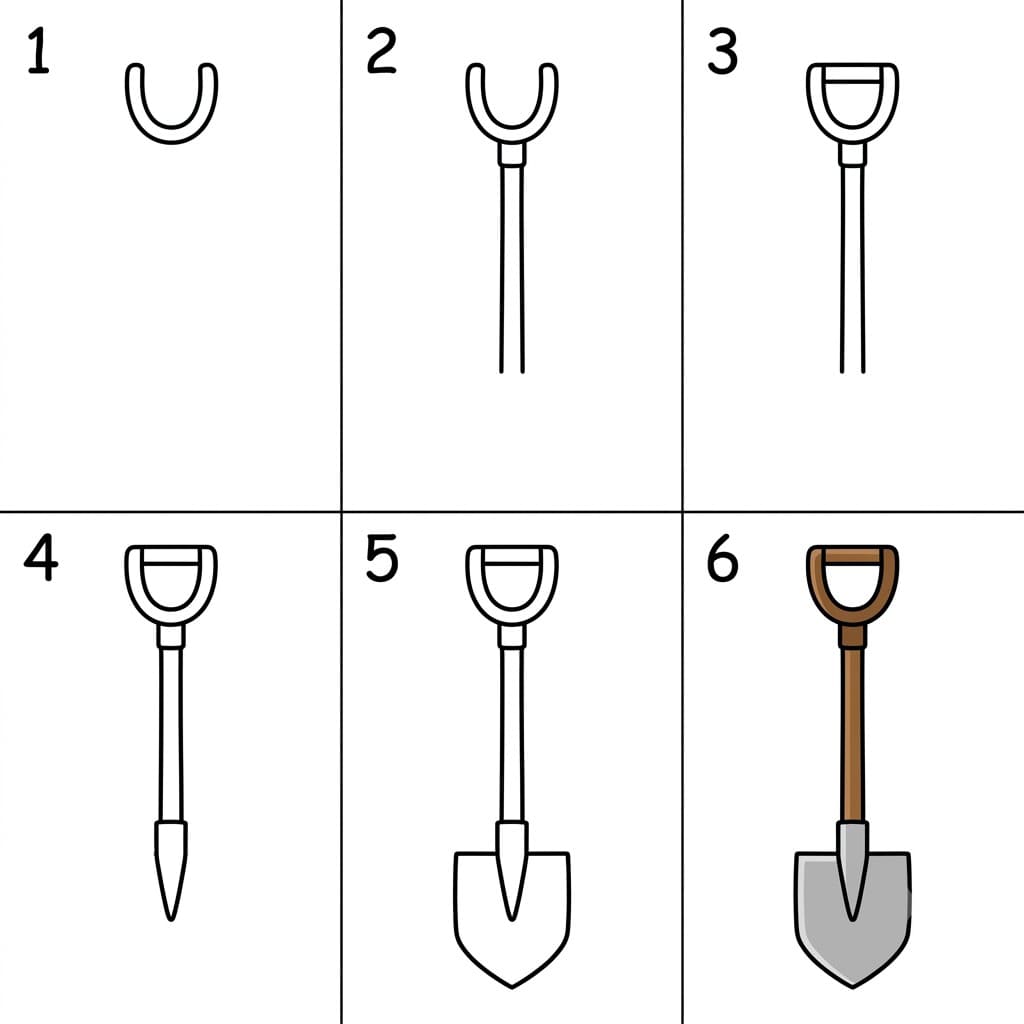 Shovel with D handle Drawing Ideas