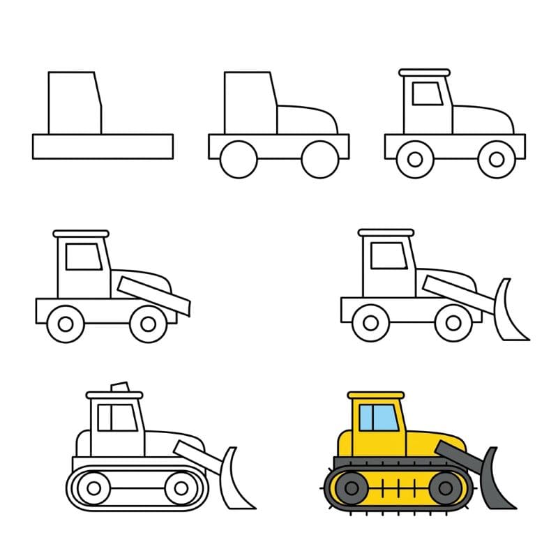 Simple Bulldozer Drawing Ideas