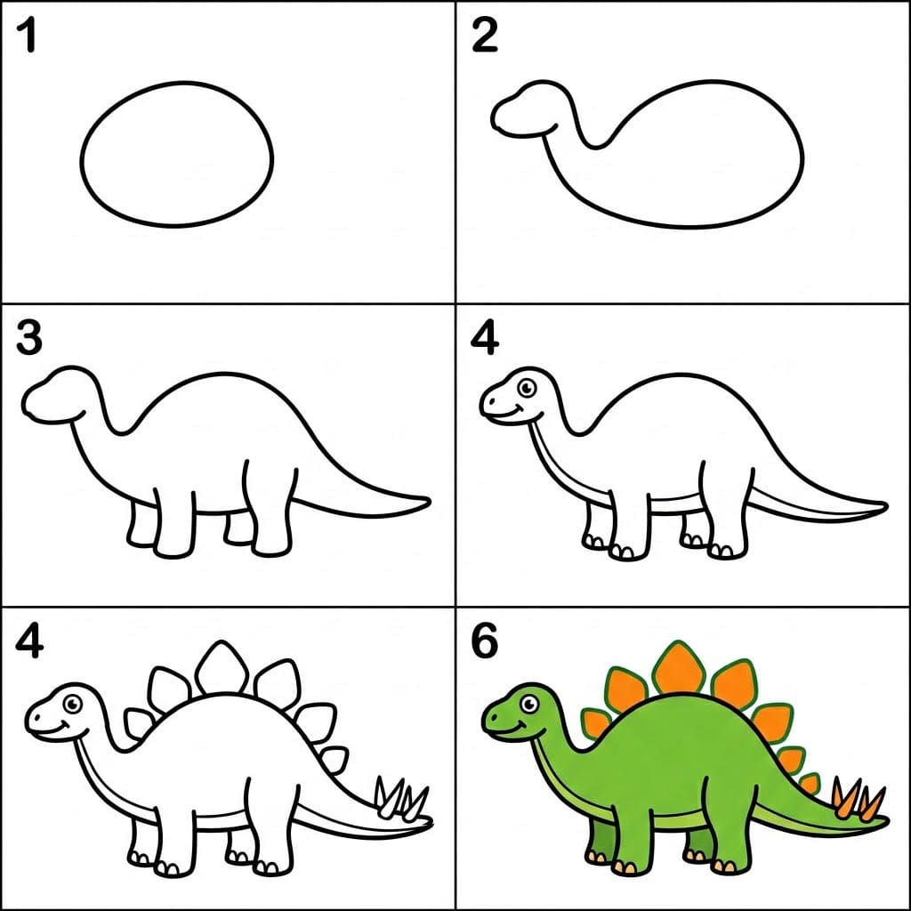 Simple Stegosaurus Drawing Ideas