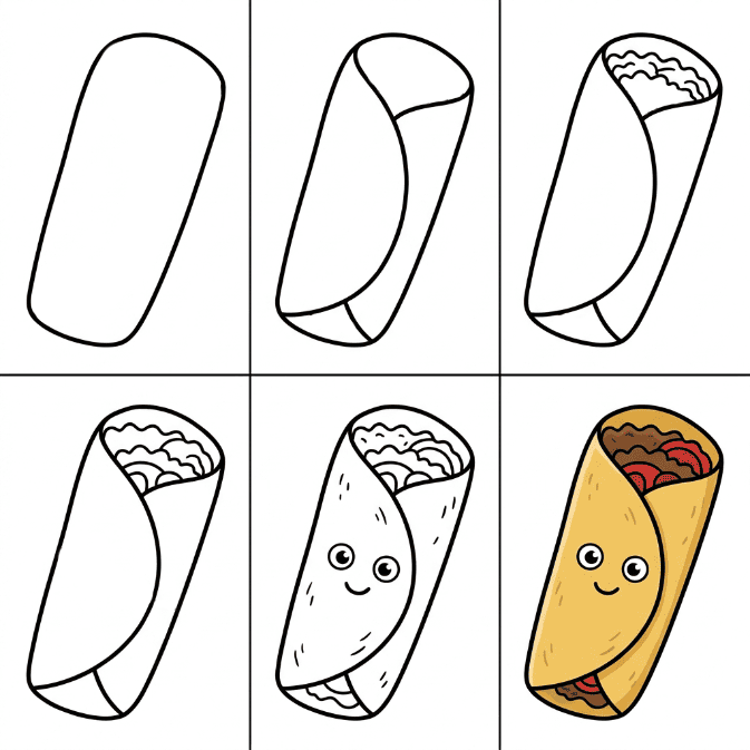 Simple burrito Drawing Ideas