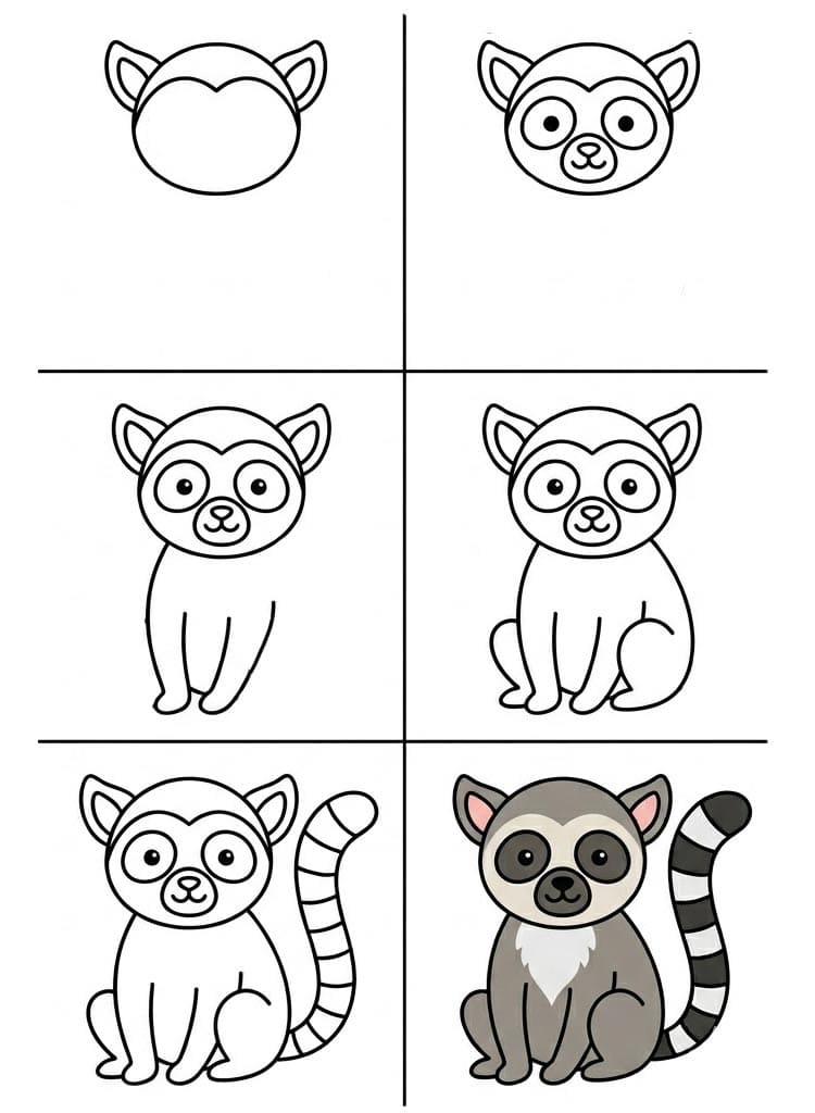 Simple lemur Drawing Ideas