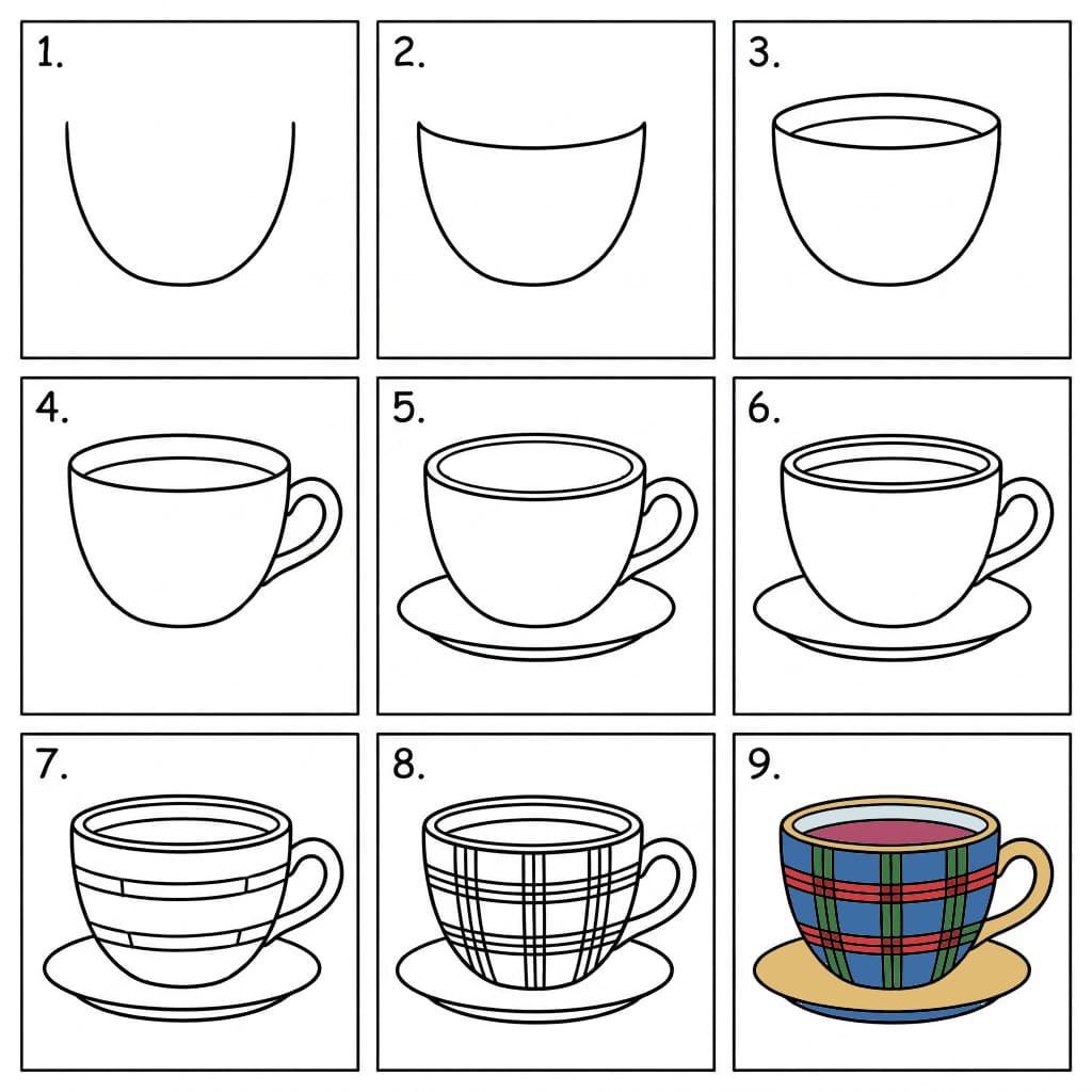 Simple teacup Drawing Ideas