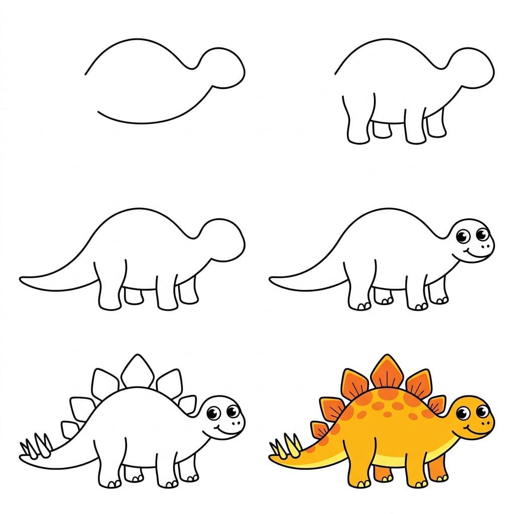 Smiling Stegosaurus Drawing Ideas