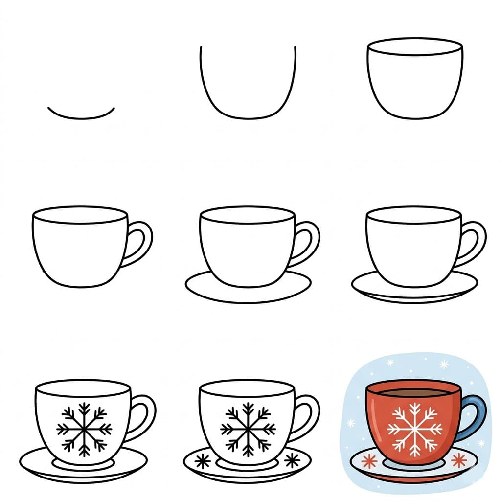 Snowflake teacup Drawing Ideas