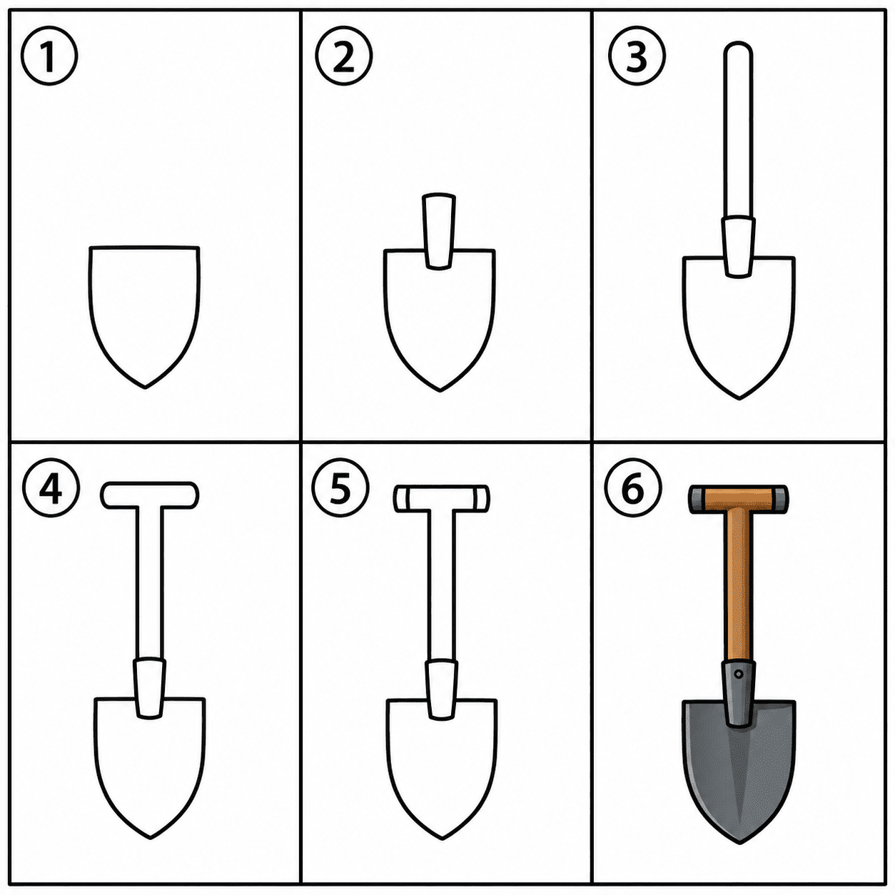 Spade shovel with T-handle Drawing Ideas