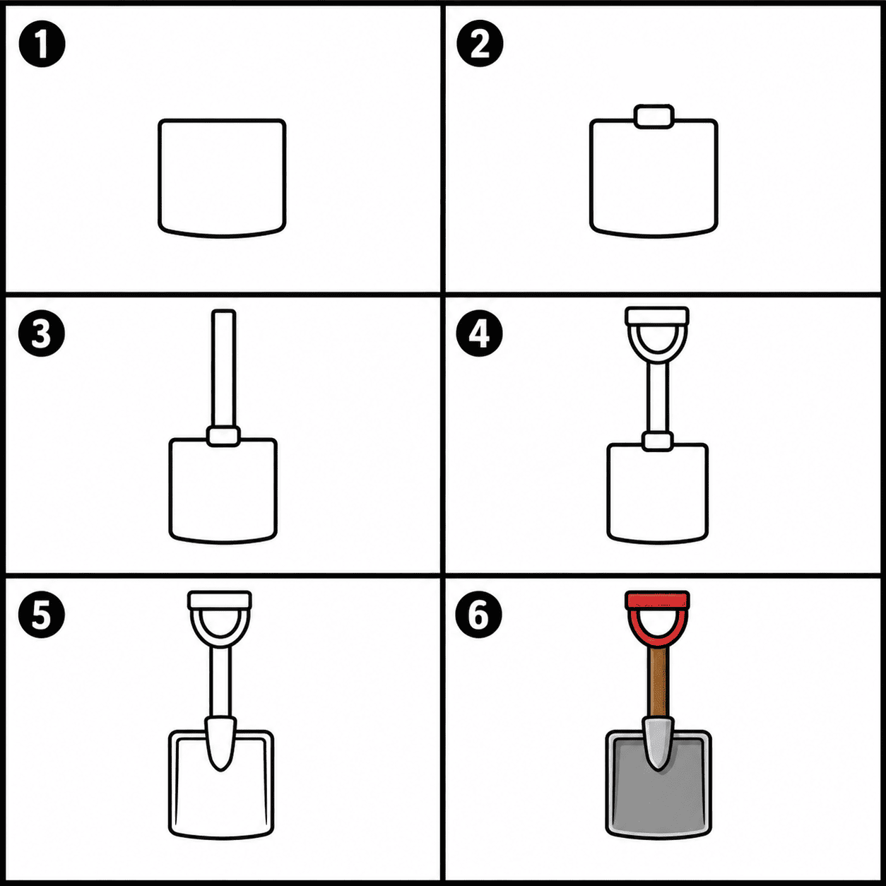 Square mouth shovel Drawing Ideas