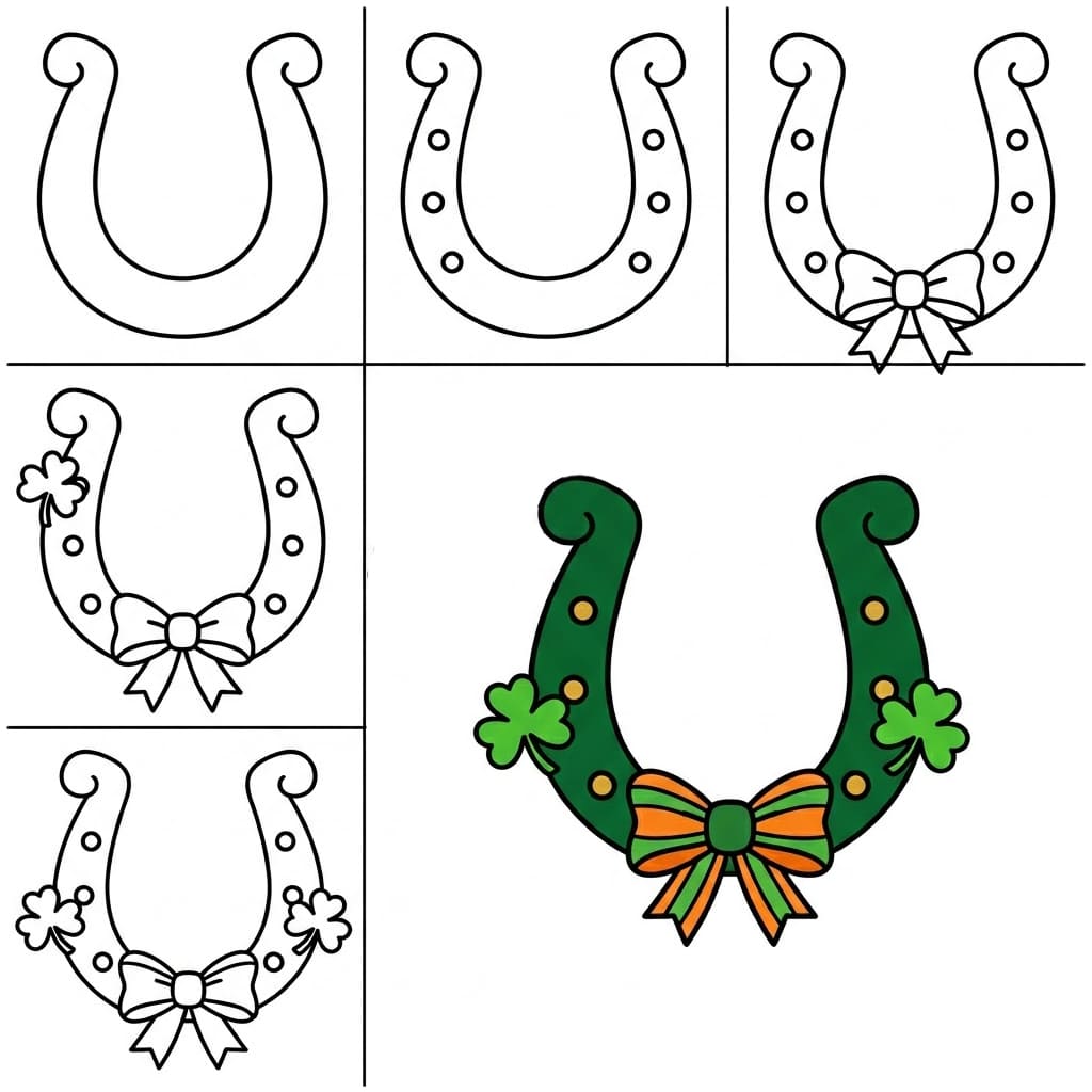 St Patrick Day horseshoe Drawing Ideas