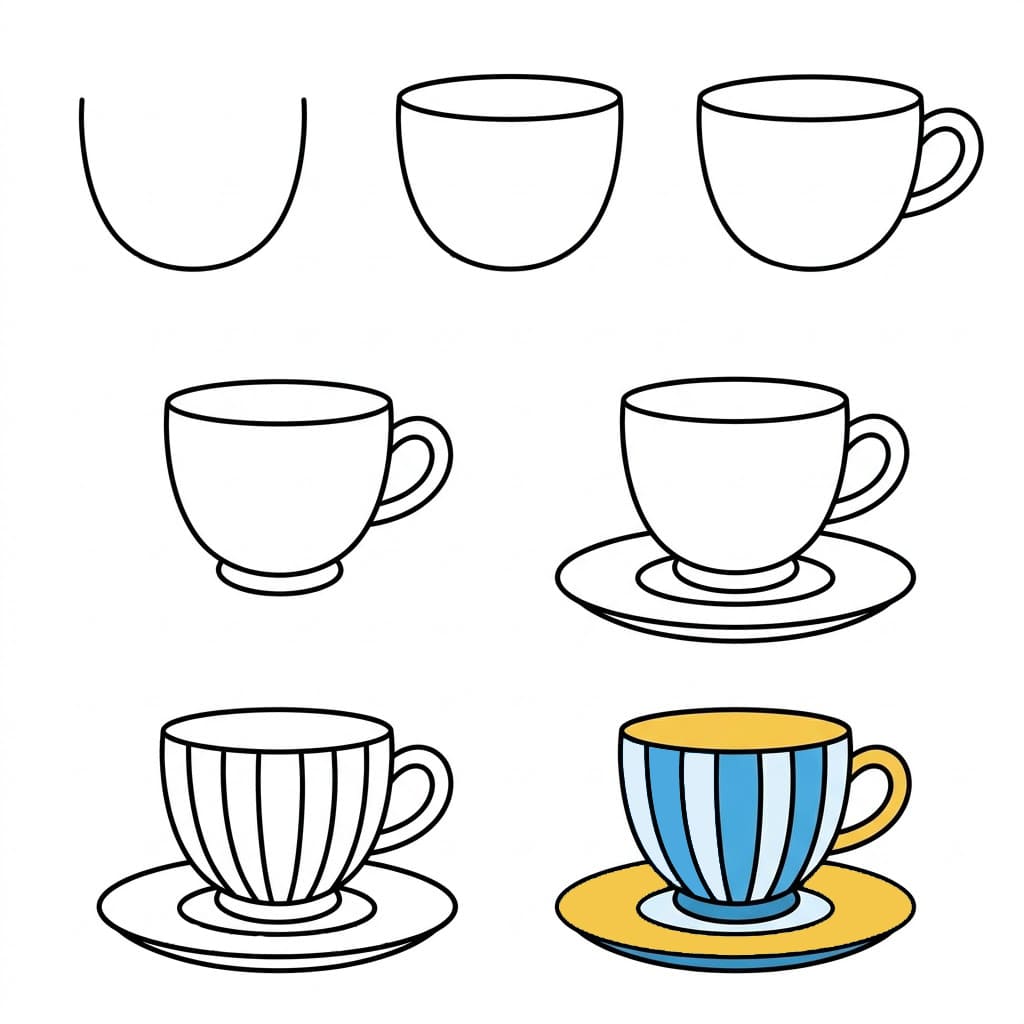 Striped teacup Drawing Ideas