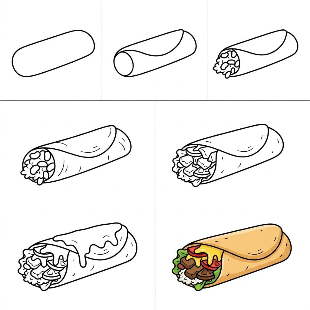 Tasty burrito Drawing Ideas
