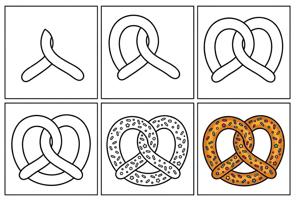 Tasty pretzel Drawing Ideas