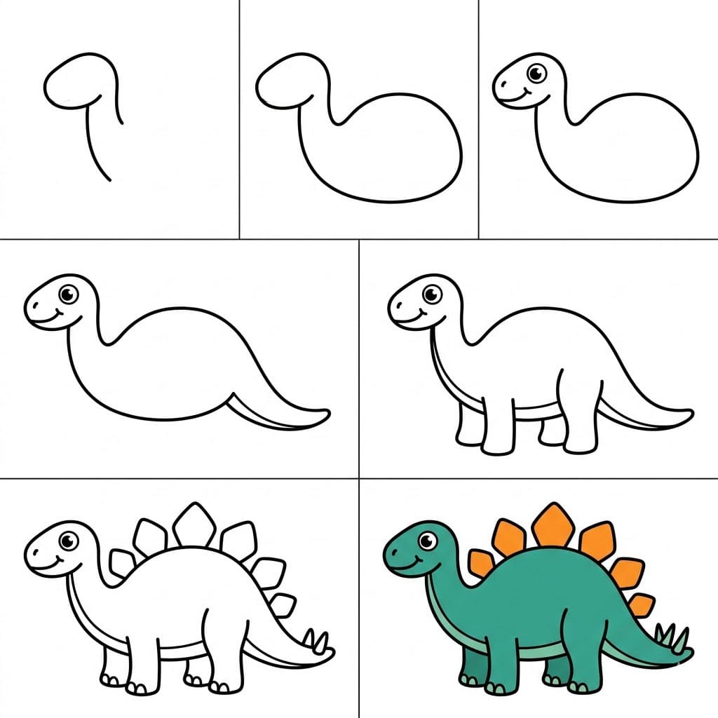 Teal Stegosaurus Drawing Ideas