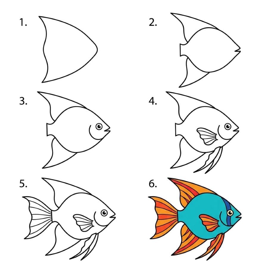 Tropical Angelfish Drawing Ideas