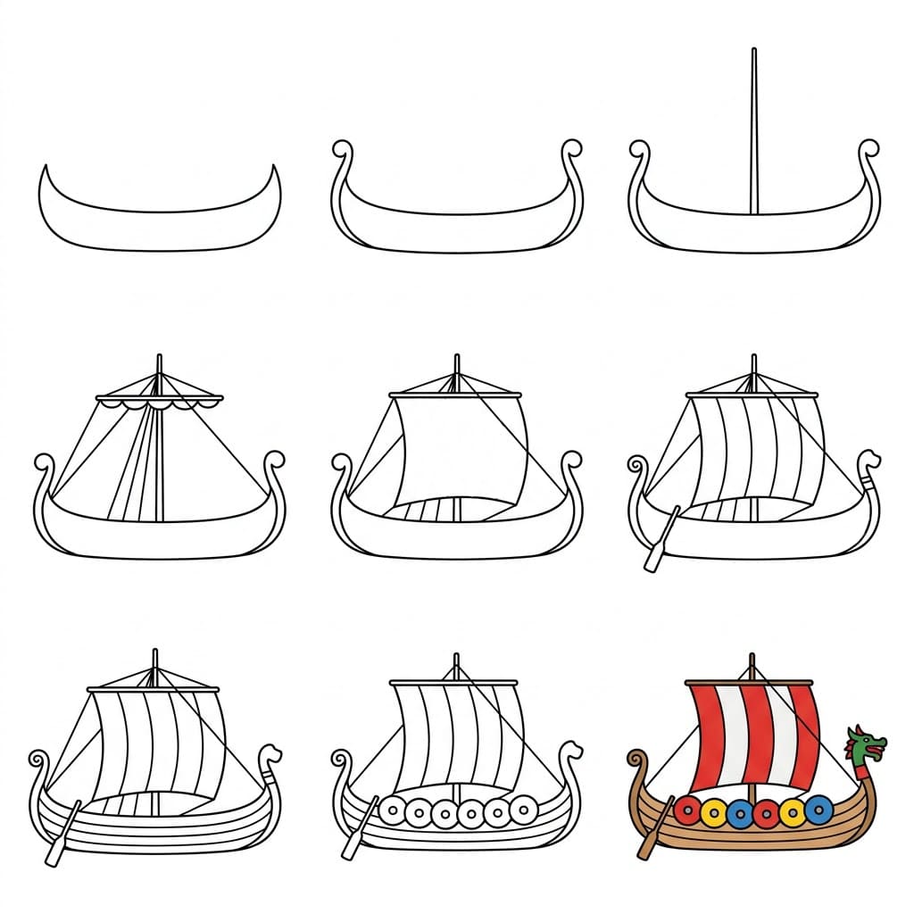 Viking dragon head ship Drawing Ideas