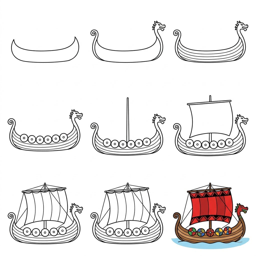 Viking longship Drawing Ideas