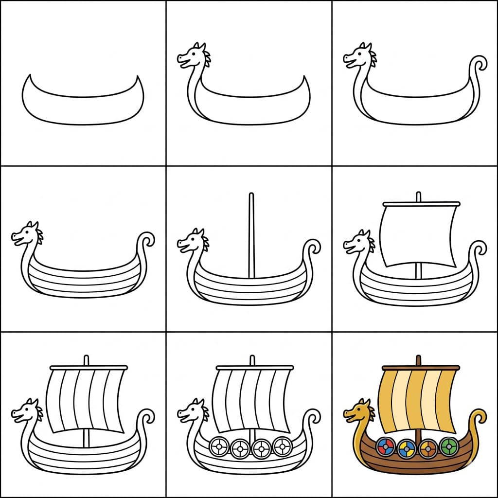 Viking ship for kids Drawing Ideas