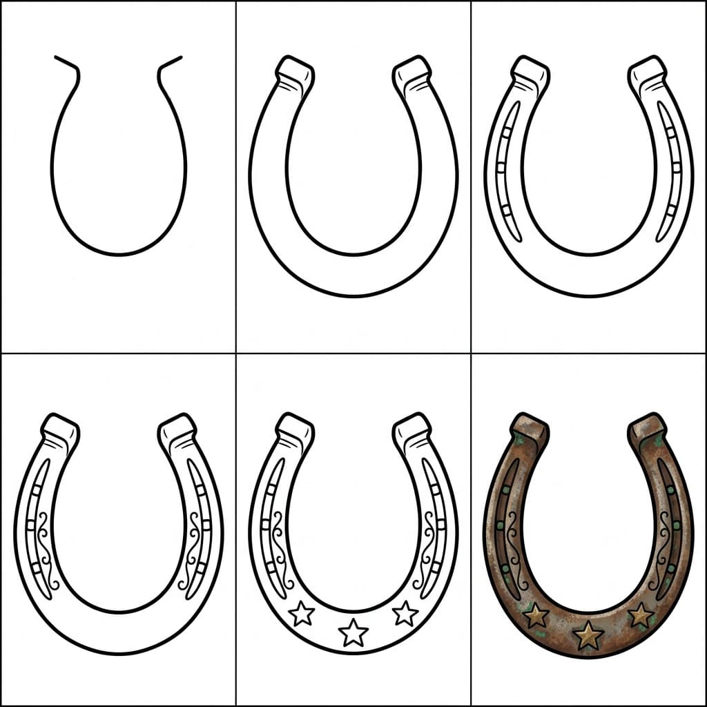 Vintage Horseshoe Drawing Ideas