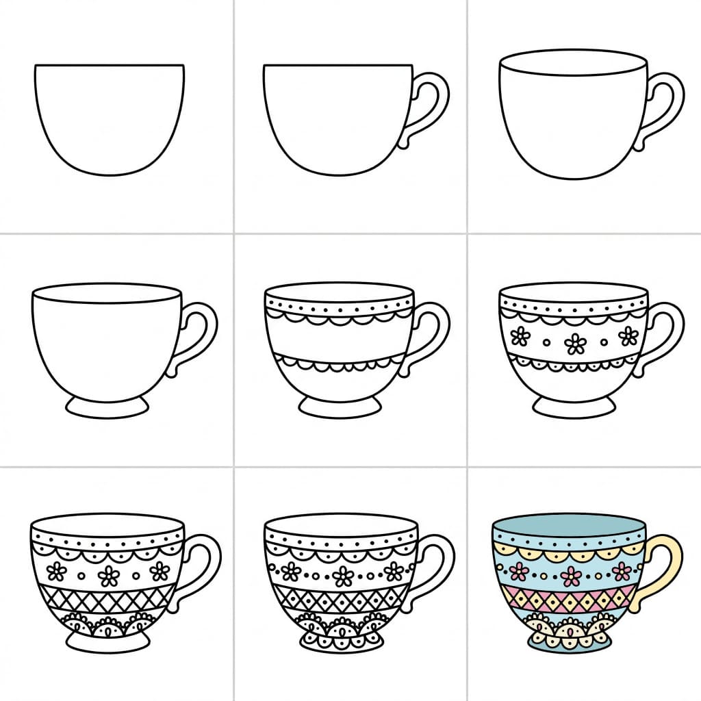 Vintage lace teacup Drawing Ideas
