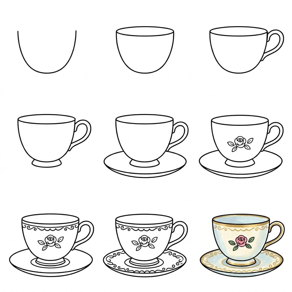 Teacup Drawing Ideas