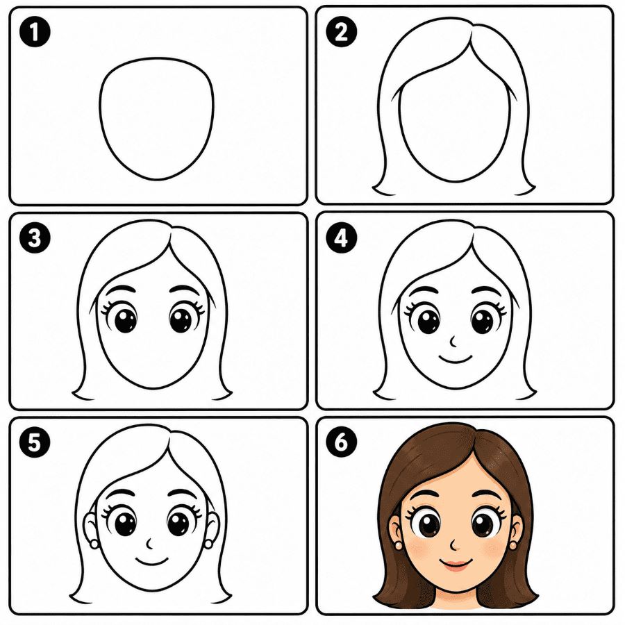 Woman face with big eyes Drawing Ideas
