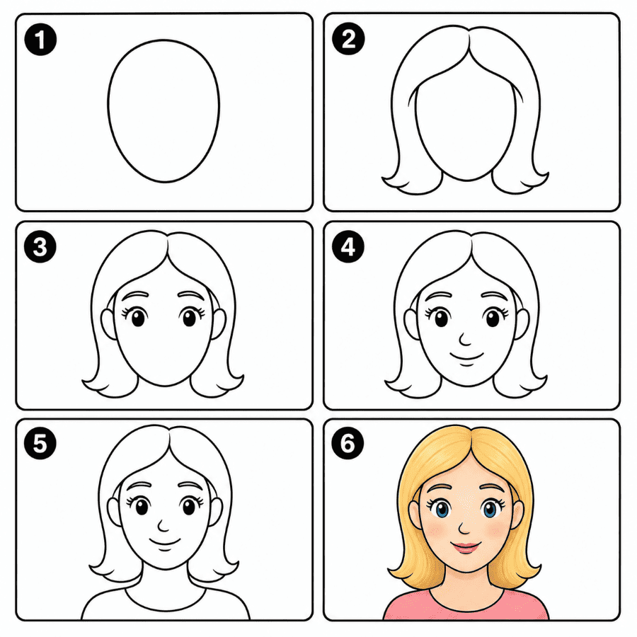 Woman face with blonde hair Drawing Ideas