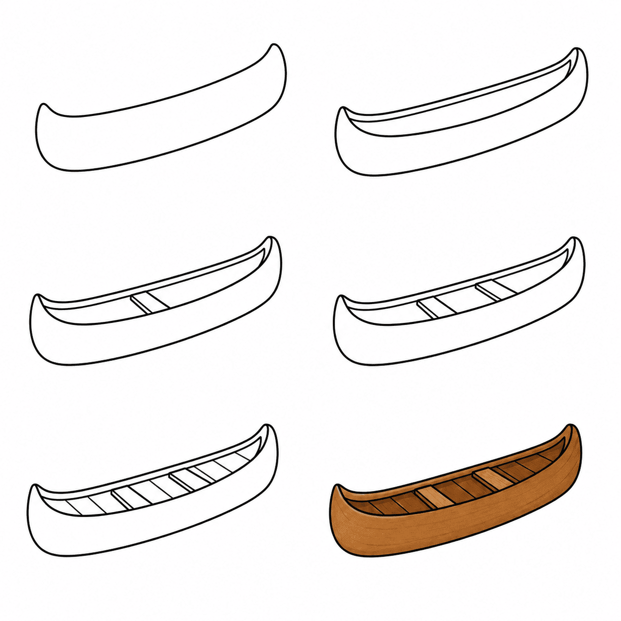 Wooden canoe Drawing Ideas