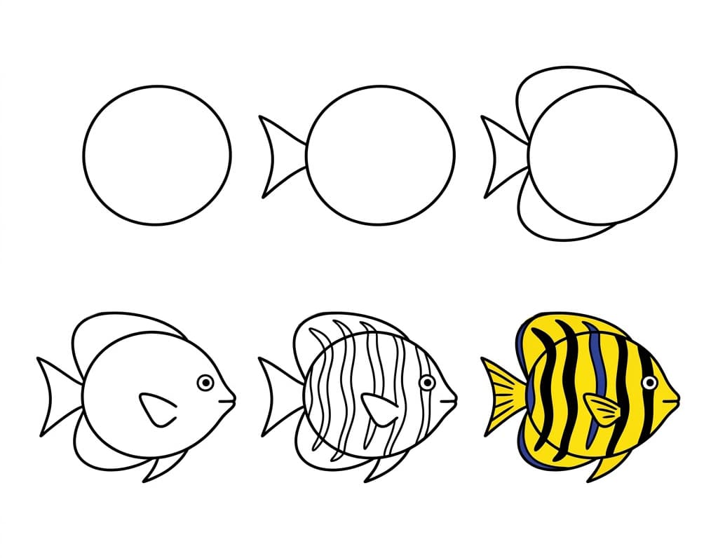 Yellow Angelfish Drawing Ideas