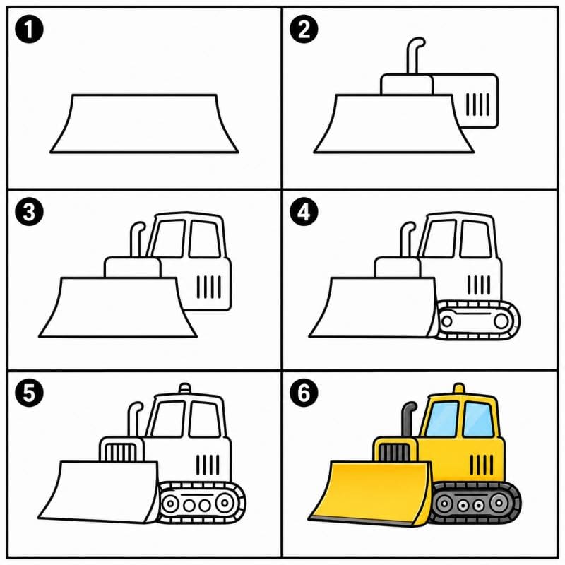 Yellow Bulldozer Drawing Ideas