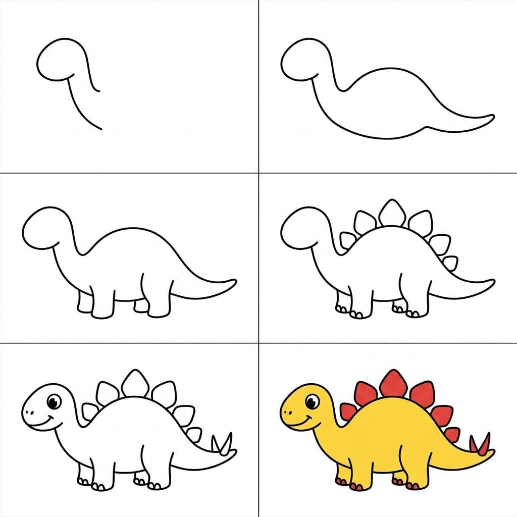 Yellow Stegosaurus Drawing Ideas