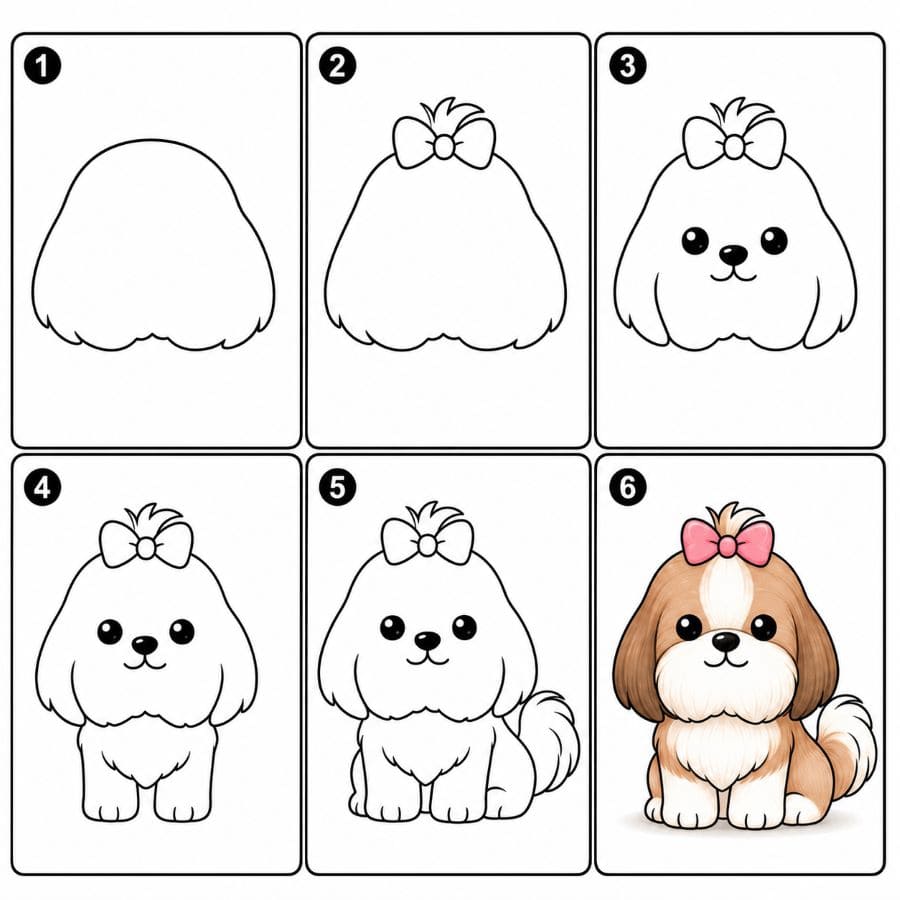 Adorable Shih Tzu Drawing Ideas