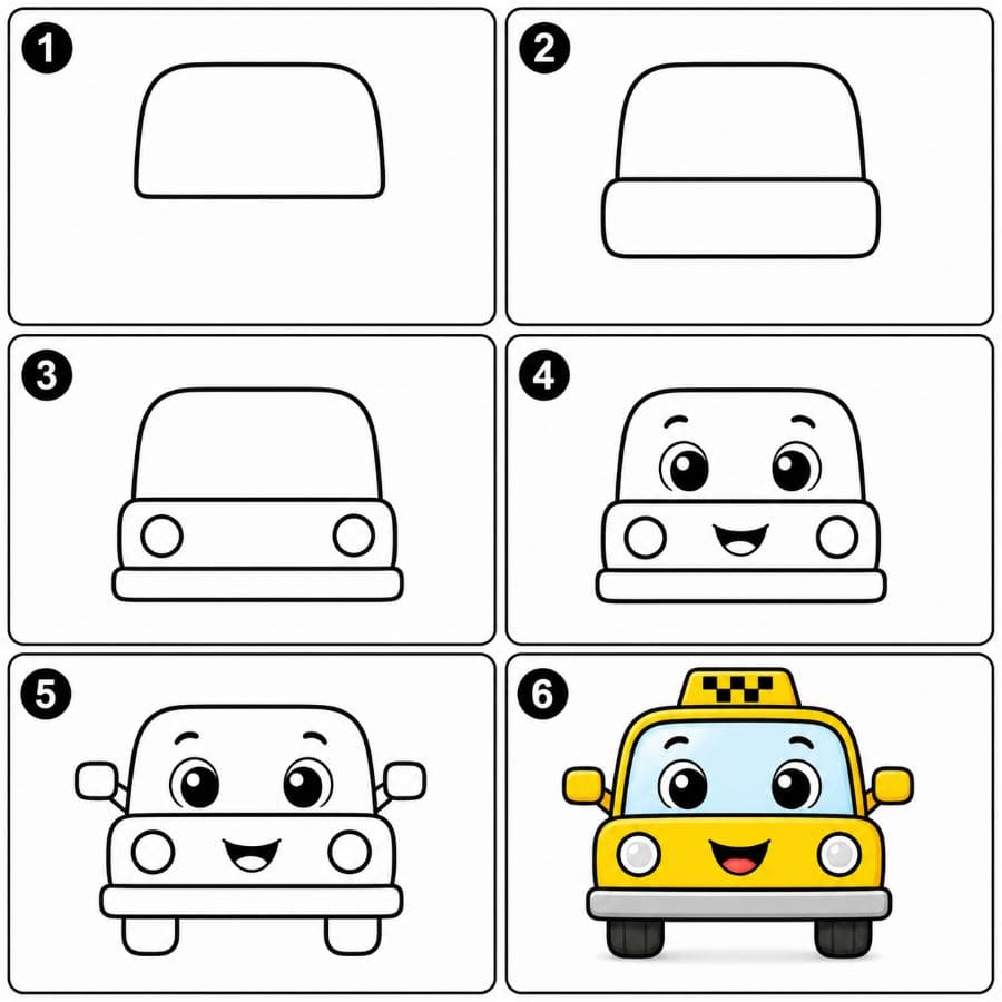 Adorable taxi Drawing Ideas
