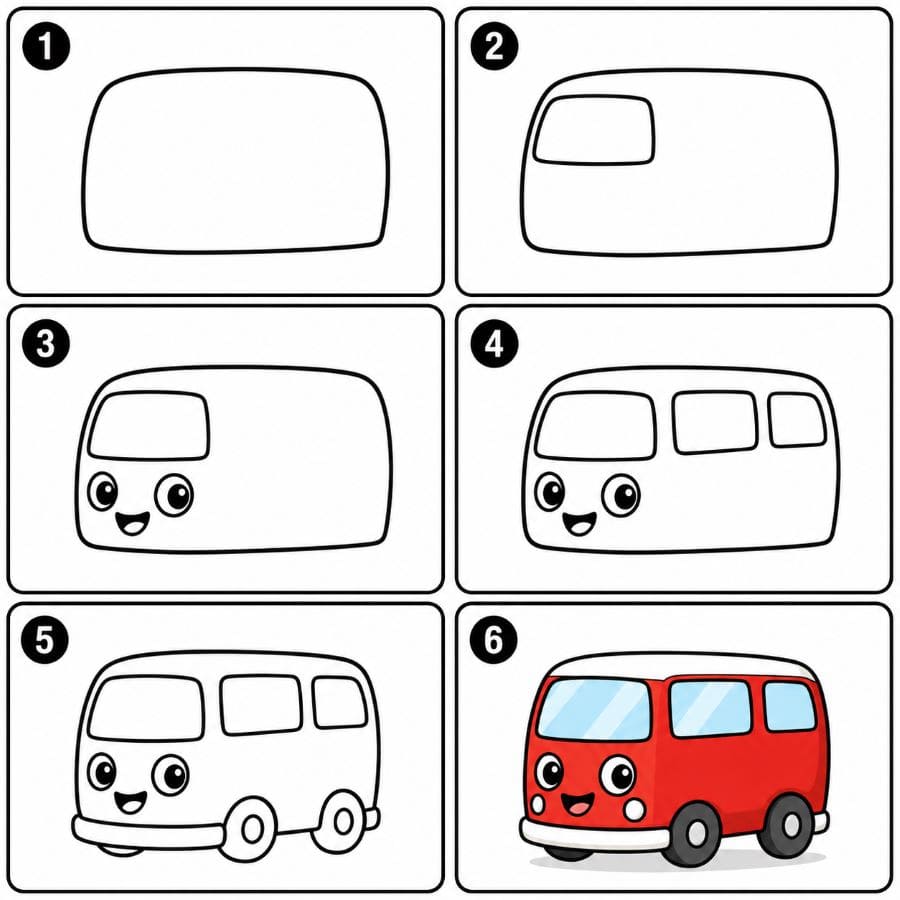 Adorable van Drawing Ideas