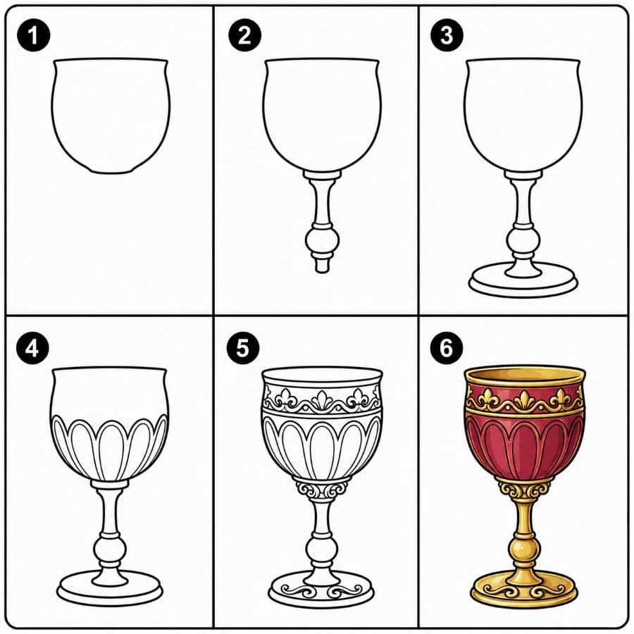Antique wine glass Drawing Ideas