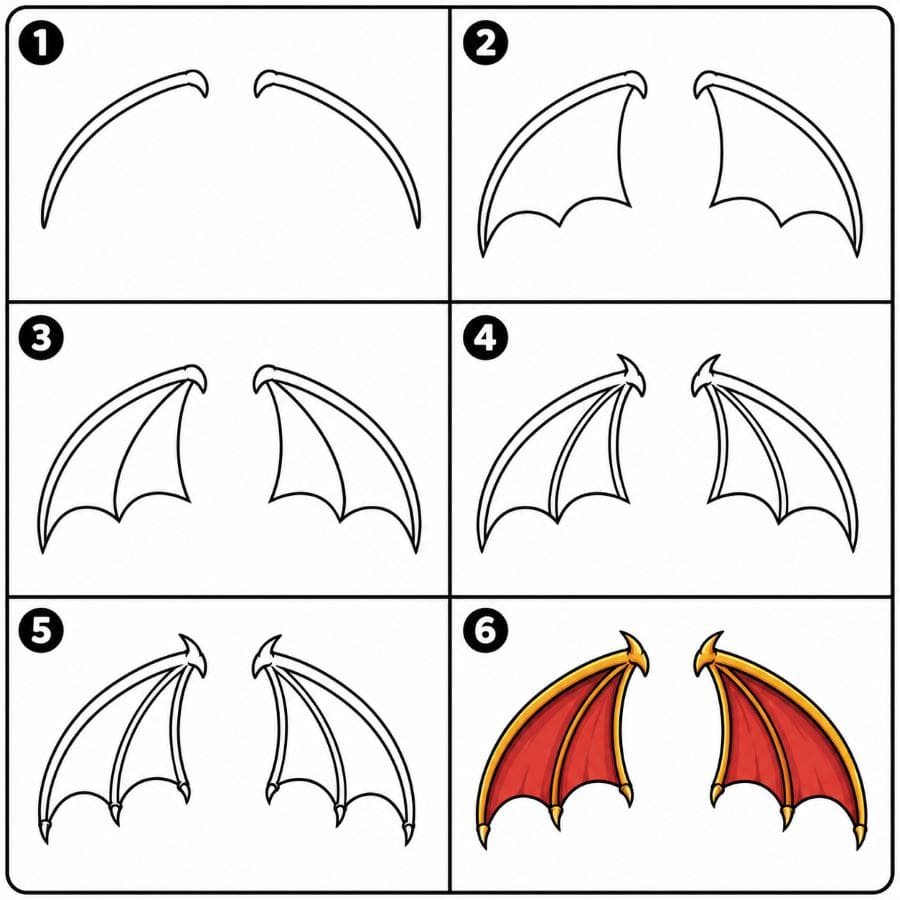 Basic dragon wings Drawing Ideas