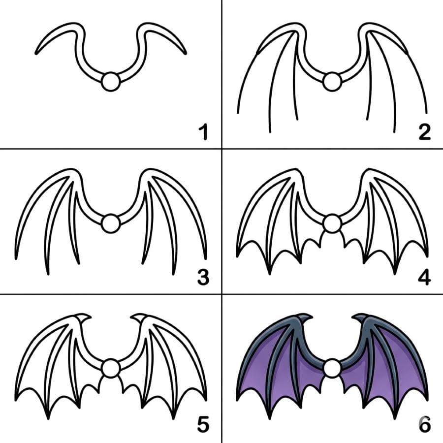 Bat-like dragon wings Drawing Ideas